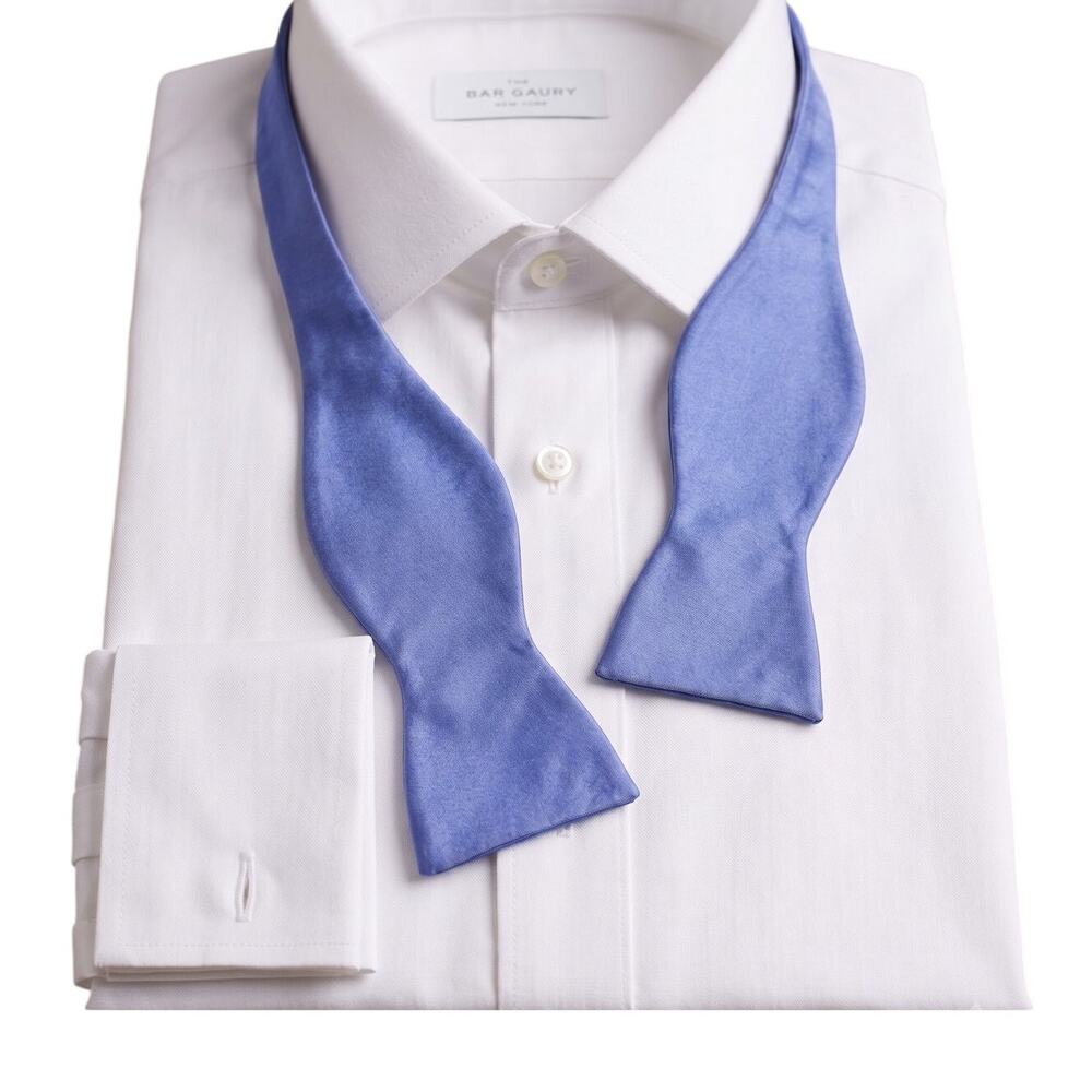 Michael Kors Blue Textured Woven Self-Tie Bow Tie